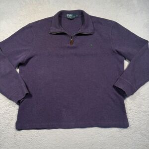 Vintage Polo Ralph Lauren Purple Quarter Zip Long Sleeve Shirt L Green Pony 1/4